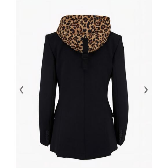 Veronica Beard Brown Leopard Print Puffer Hooded Dickey Blazer Insert Size 00-14 - Picture 3 of 10